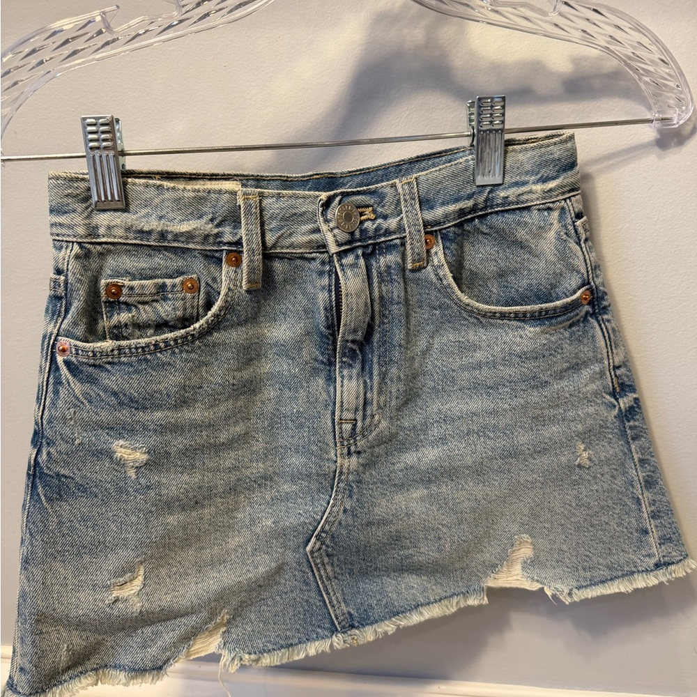 Zara Girl’s Denim Distressed Mini Skirt